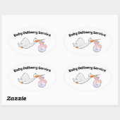 Baby Delivery Service ! Funny Midwife Baby Stork Ovale Sticker (Vel)
