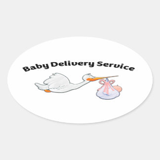 Baby Delivery Service ! Funny Midwife Baby Stork Ovale Sticker