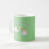 Baby Delivery Service Funny Midwife Stork Baby Koffiemok (Voorkant links)