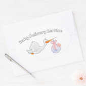 Baby Delivery Service Funny Midwife Stork Baby Ovale Sticker (Envelop)