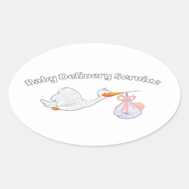 Baby Delivery Service Funny Midwife Stork Baby Ovale Sticker