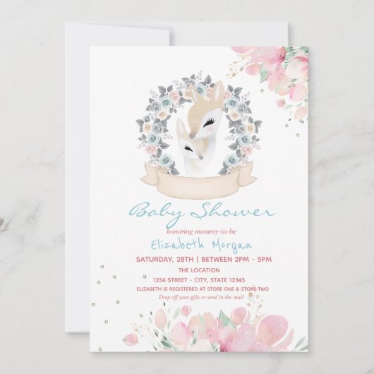 Baby Der Floral drive by Baby shower Kaart (Voorkant)