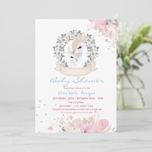 Baby Der Floral drive by Baby shower Kaart (Staand voorkant)