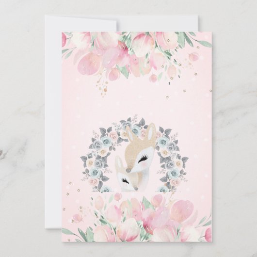 Baby Der Floral drive by Baby shower Kaart (Achterkant)