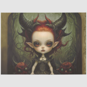 Baby Devil Gothic Fantasy Dark Whimsical Decoupage Tissuepapier