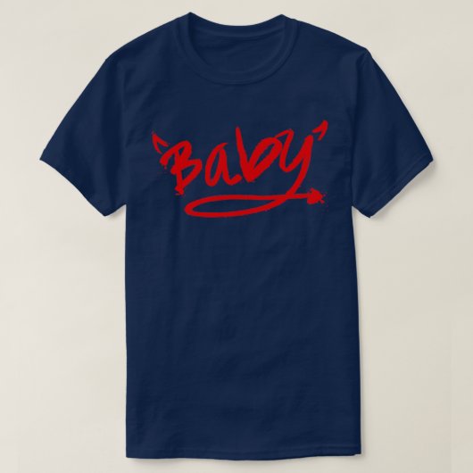 Baby Devil Horn Tail Typografie Graffiti Spray Pai T-shirt (Design voorkant)