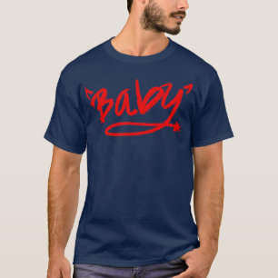 Baby Devil Horn Tail Typografie Graffiti Spray Pai T-shirt