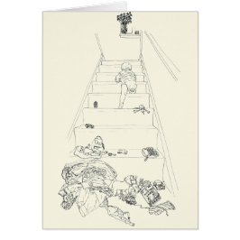 Baby die de trap op klimt Tekening Grappige famili