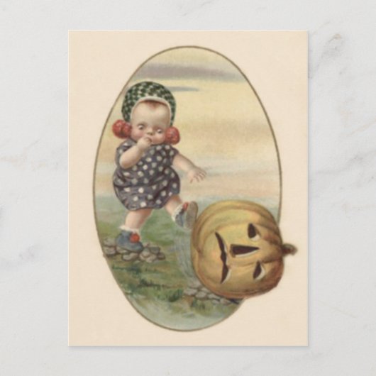 Baby die Jack O' Lantern Pompoen trapt Briefkaart (Voorkant)