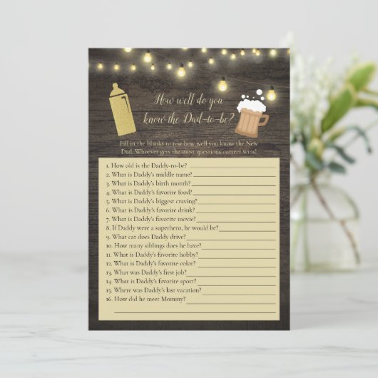 Baby die pappa-to-be het beste spel kent kaart (Staand voorkant)