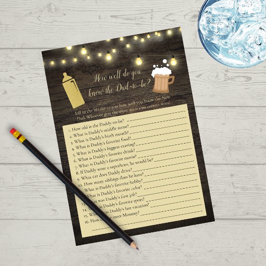 Baby die pappa-to-be het beste spel kent kaart