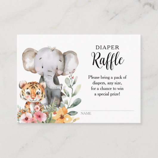 Baby Dier Oerwoud Safari Luier Raffle Informatiekaartje (Voorkant)