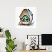 Baby Dier voor Nursery, Schattigee schildpad poste Poster (Thuiskantoor)