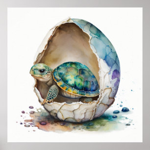 Baby Dier voor Nursery, Schattigee schildpad poste Poster