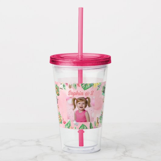 Baby Dieren Acryl Tumbler Kids Verjaardagscadeau Acryl Drinkbeker (Voorkant)