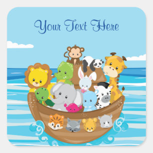 Baby Dieren   Ark van Noach   Gepersonaliseerd Vierkante Sticker