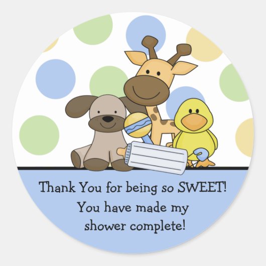 Baby Dieren Baby shower Dank u Sticker (Voorkant)