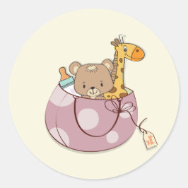 Baby Dieren Baby Shower Ronde Sticker