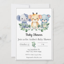 Baby Dieren Baby Shower Uitnodiging