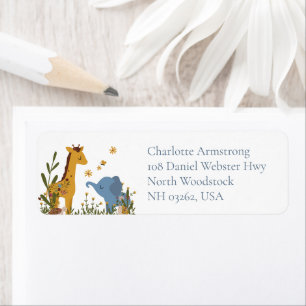 Baby Dieren Bloemige Baby Shower Retouradres Etiket