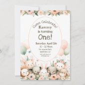 Baby dieren eerste verjaardag kaart (Voorkant)