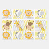 Baby Dieren Giraffe, Aap, Leeuw, Zebra Thema Inpakpapier Vel (Voorkant)