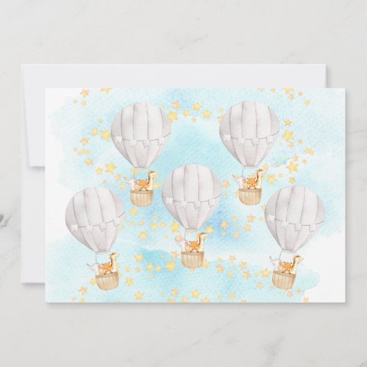 Baby-dieren Heet Luchtballon Neutraal Baby shower Kaart (Achterkant)