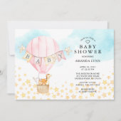Baby Dieren Hete Luchtballon Baby Meisje Douche Kaart (Voorkant)