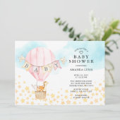 Baby Dieren Hete Luchtballon Baby Meisje Douche Kaart (Staand voorkant)