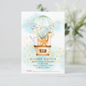 Baby Dieren Hete Luchtballon Luier Raffle Ticket Informatiekaartje (Staand voorkant)