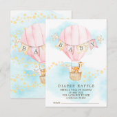 Baby Dieren Hete Luchtballon Luier Raffle Ticket Informatiekaartje (Voorkant / Achterkant)