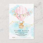 Baby Dieren Hete Luchtballon Luier Raffle Ticket Informatiekaartje (Voorkant)