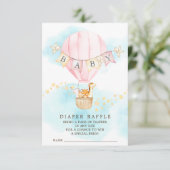 Baby Dieren Hete Luchtballon Luier Raffle Ticket Informatiekaartje (Staand voorkant)