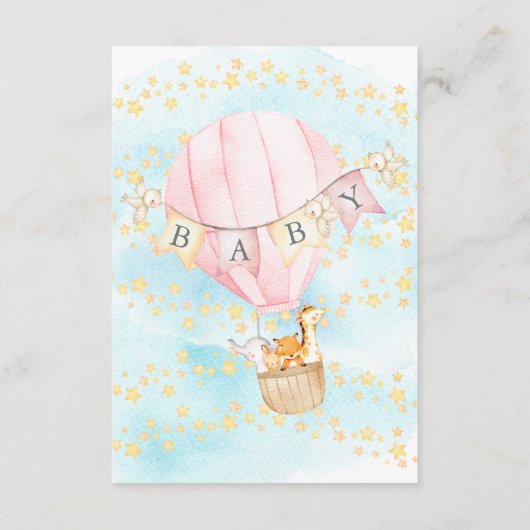 Baby Dieren Hete Luchtballon Luier Raffle Ticket Informatiekaartje (Achterkant)