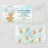 Baby Dieren Hete Luchtballon Luier Raffle Ticket Informatiekaartje (Voorkant / Achterkant)