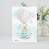 Baby Dieren Hete Luchtballon Luier Raffle Ticket Informatiekaartje (Staand voorkant)