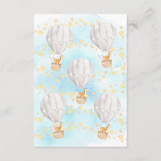 Baby Dieren Hete Luchtballon Luier Raffle Ticket Informatiekaartje (Achterkant)