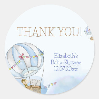 Baby-dieren Hot Air Ballon Baby shower Ronde Sticker
