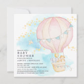 Baby-dieren Hot Air ballon Ride Baby Girl Shower Kaart (Voorkant)