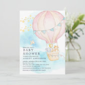 Baby-dieren Hot Air ballon Ride Baby Girl Shower Kaart (Staand voorkant)