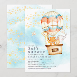 Baby-dieren Hot Air Ballon Ride Baby shower Kaart