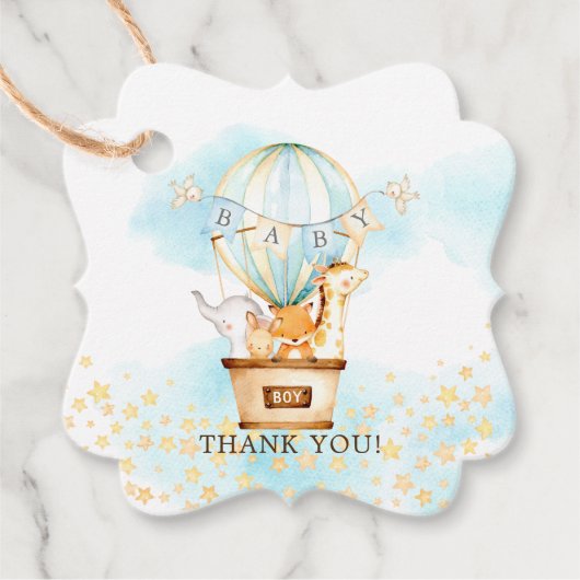 Baby-dieren Hot Air ballon rond de voordeur Label (Voorkant)