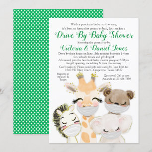 Baby-dieren in maskers op covid Baby shower Kaart