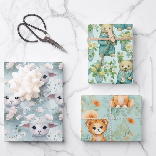 Baby Dieren Inpakpapier Vel (Voorkant)