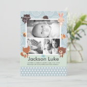 Baby Dieren Jongen Foto Geboorteaankondiging Aankondiging (Staand voorkant)