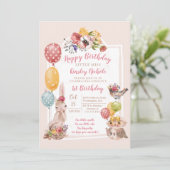 Baby Dieren Klein Meisje Polka Dots Verjaardagsfee Kaart (Staand voorkant)