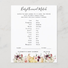 Baby Dieren Match | Baby Shower Spel