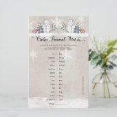 Baby Dieren Match Sneeuwman Baby Shower (Staand voorkant)