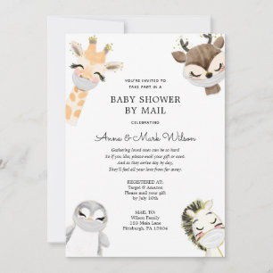 Baby Dieren met Maskers Baby Borrel per Post Uitno Kaart