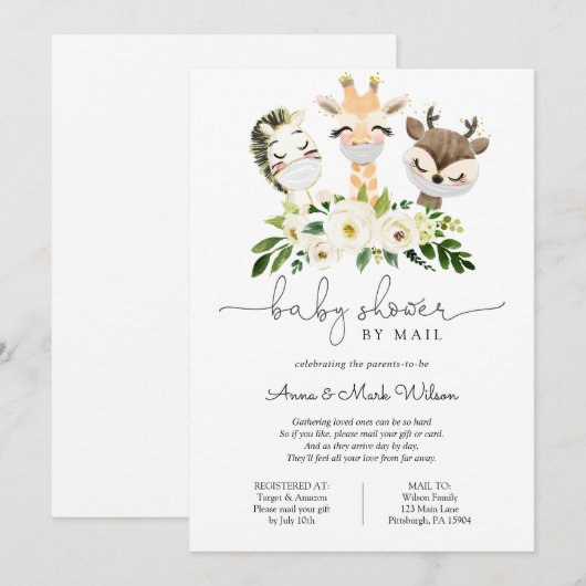Baby Dieren met Maskers Baby shower per post Kaart (Voorkant / Achterkant)